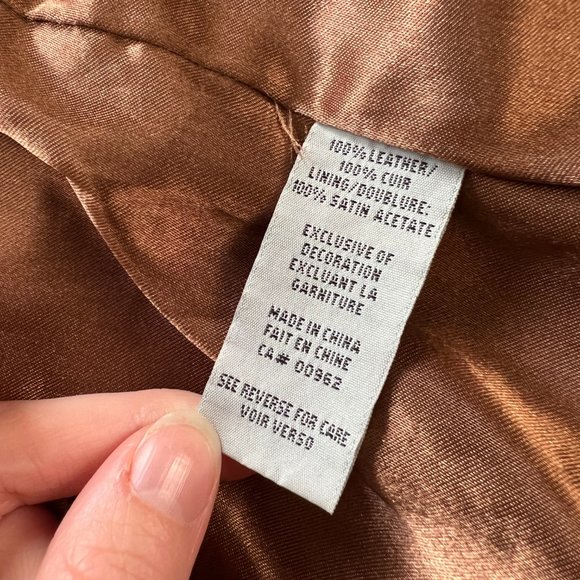 Stunning Vintage Parisian Oversized Leather Camel Tan Blazer Jacket Coat Preppy - Picture 7 of 9